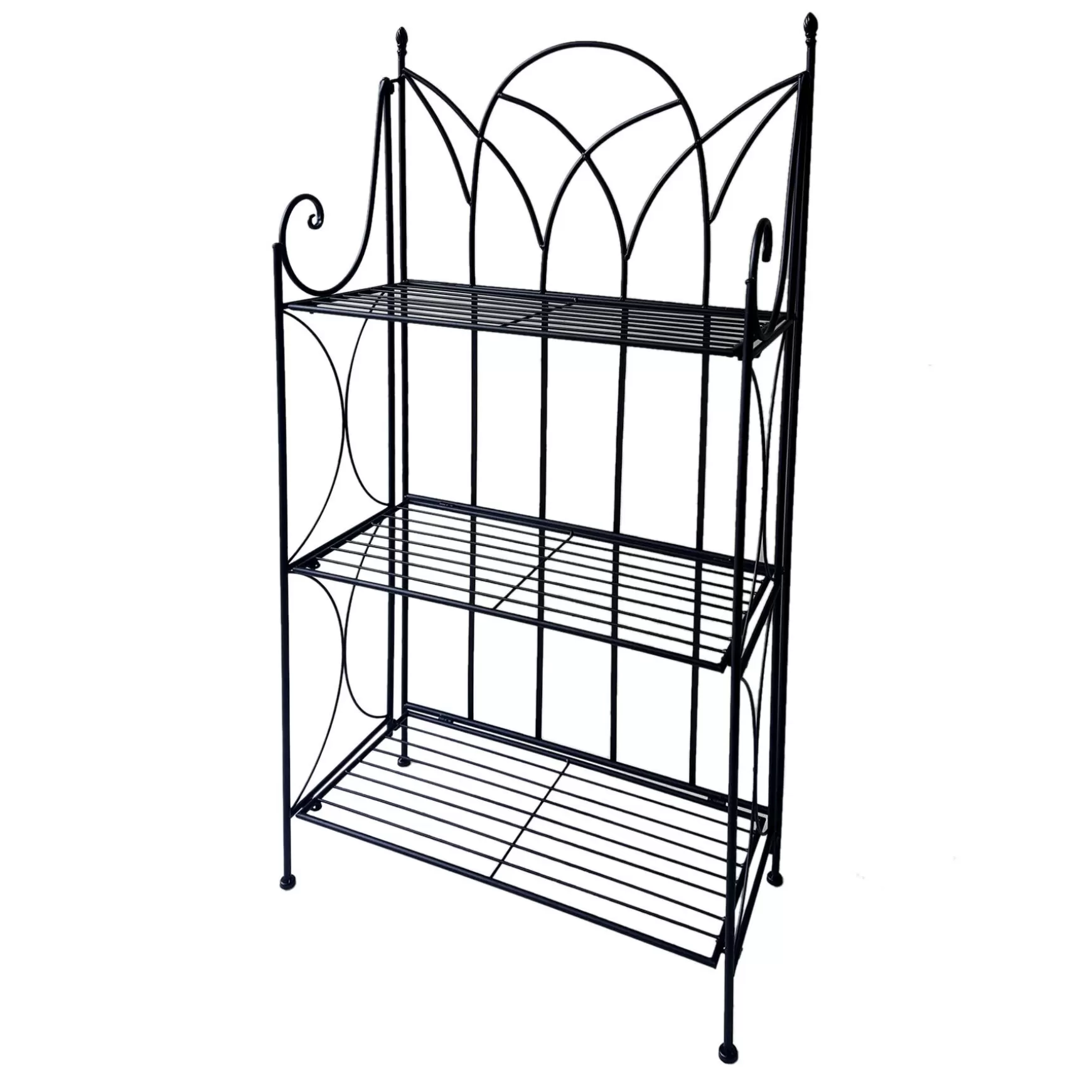 * Black 3 Tier Gothic Baker Rack With Metal Wire Shelves Clearance Flash Sale