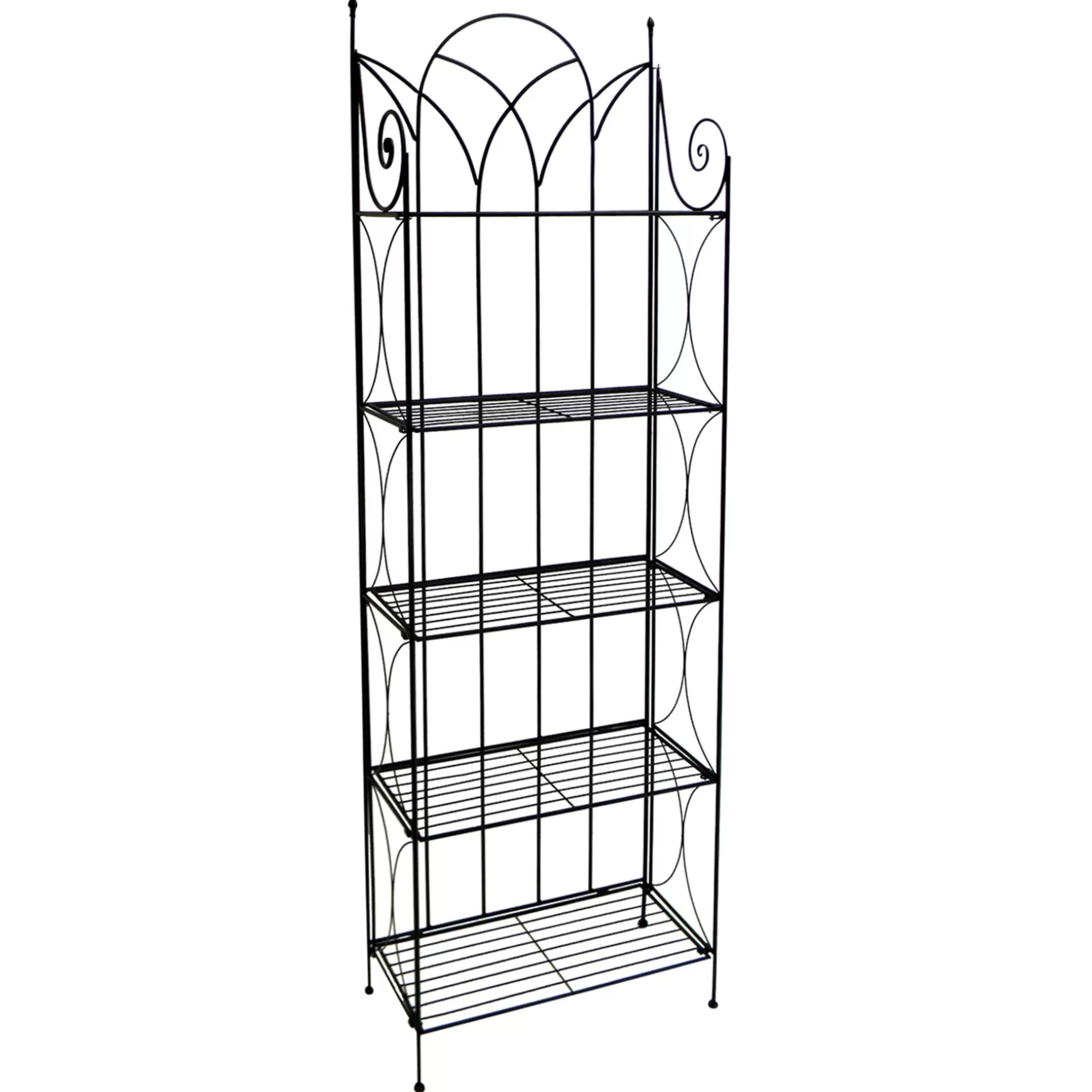 * Black 5 Tier Gothic Baker Rack With Metal Wire Shelves Promotion Clearance