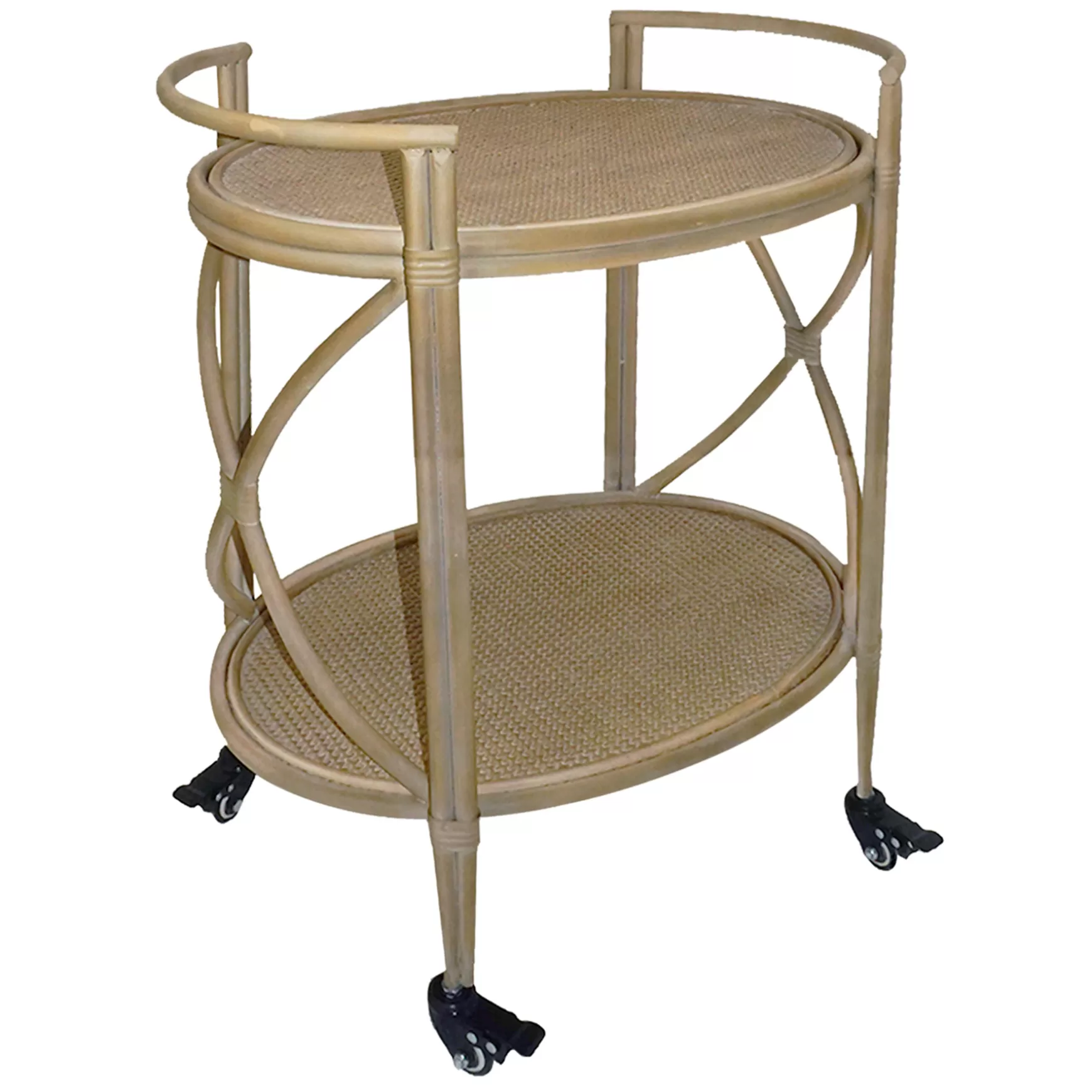 * Grace Mitchell 2-Tier Rattan Shelf Bar Cart With Metal Frame Outlet Store