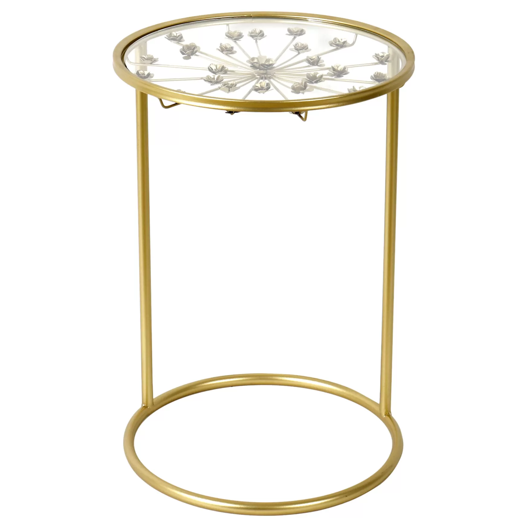 * Grace Mitchell Round Gold Accent Table With Glass Top Fashion Discount