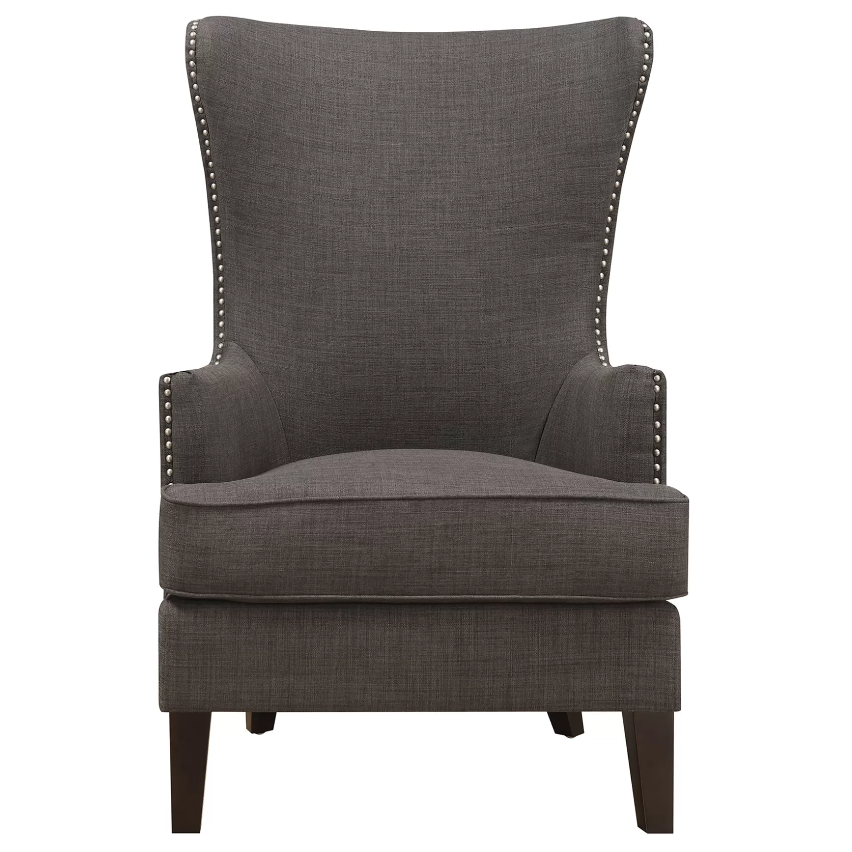 * Kori Charcoal Grey High Back Accent Chair With Nailhead Trim Good Quality Outlet