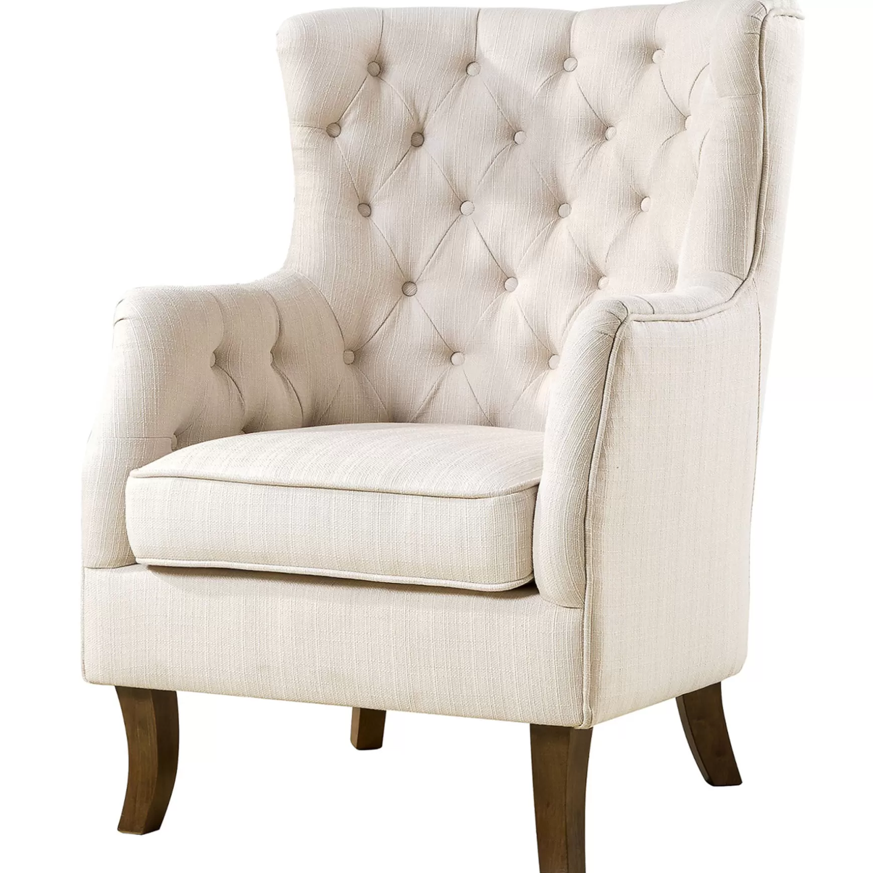 * Norfolk Cream Linen Tufted High Back Arm Chair Promotion Flash Sale