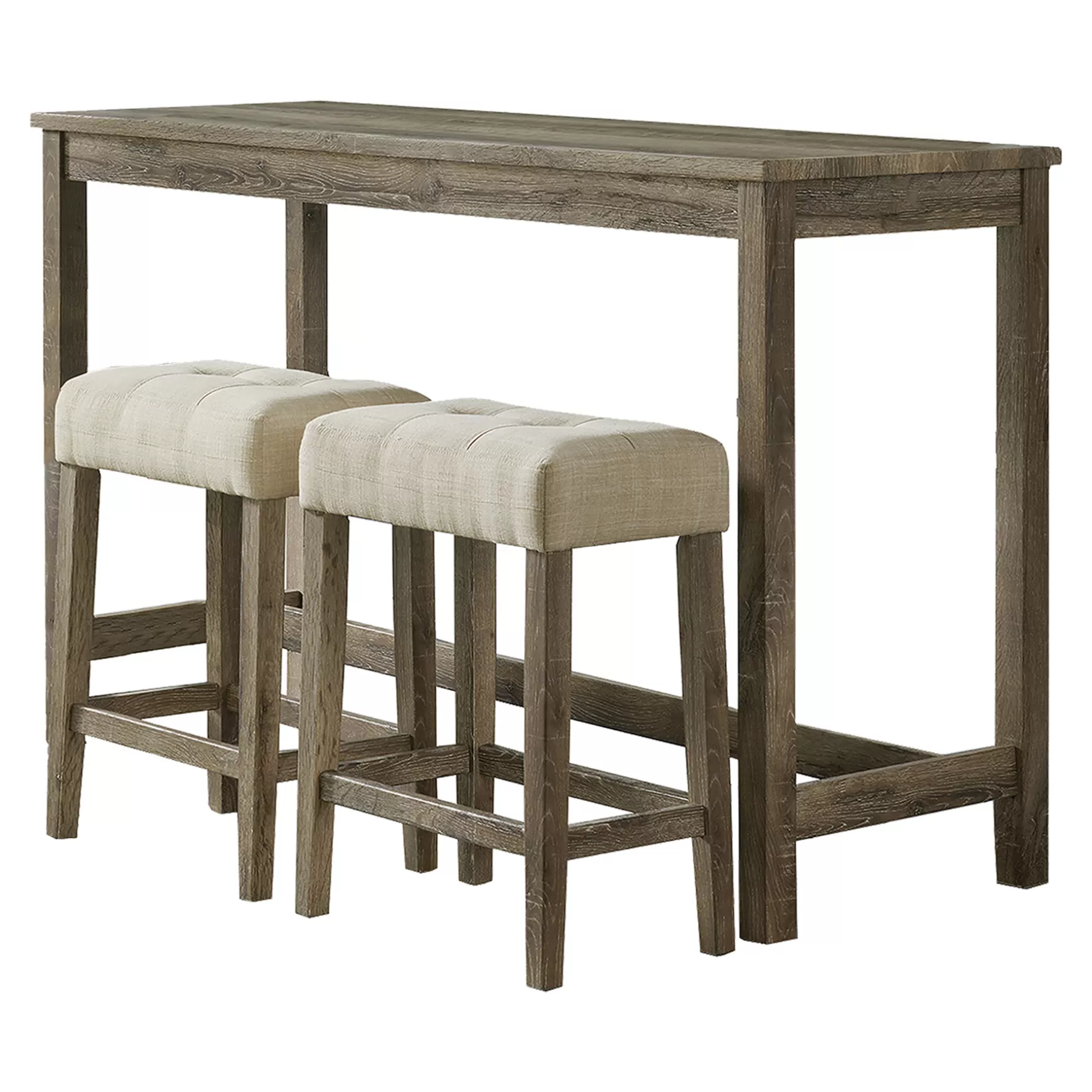 * Oak Lawn Light Grey 3-Piece Sofa Table Set With Ivory Upholstered Counter Stools, 42 Cheaper Fashion
