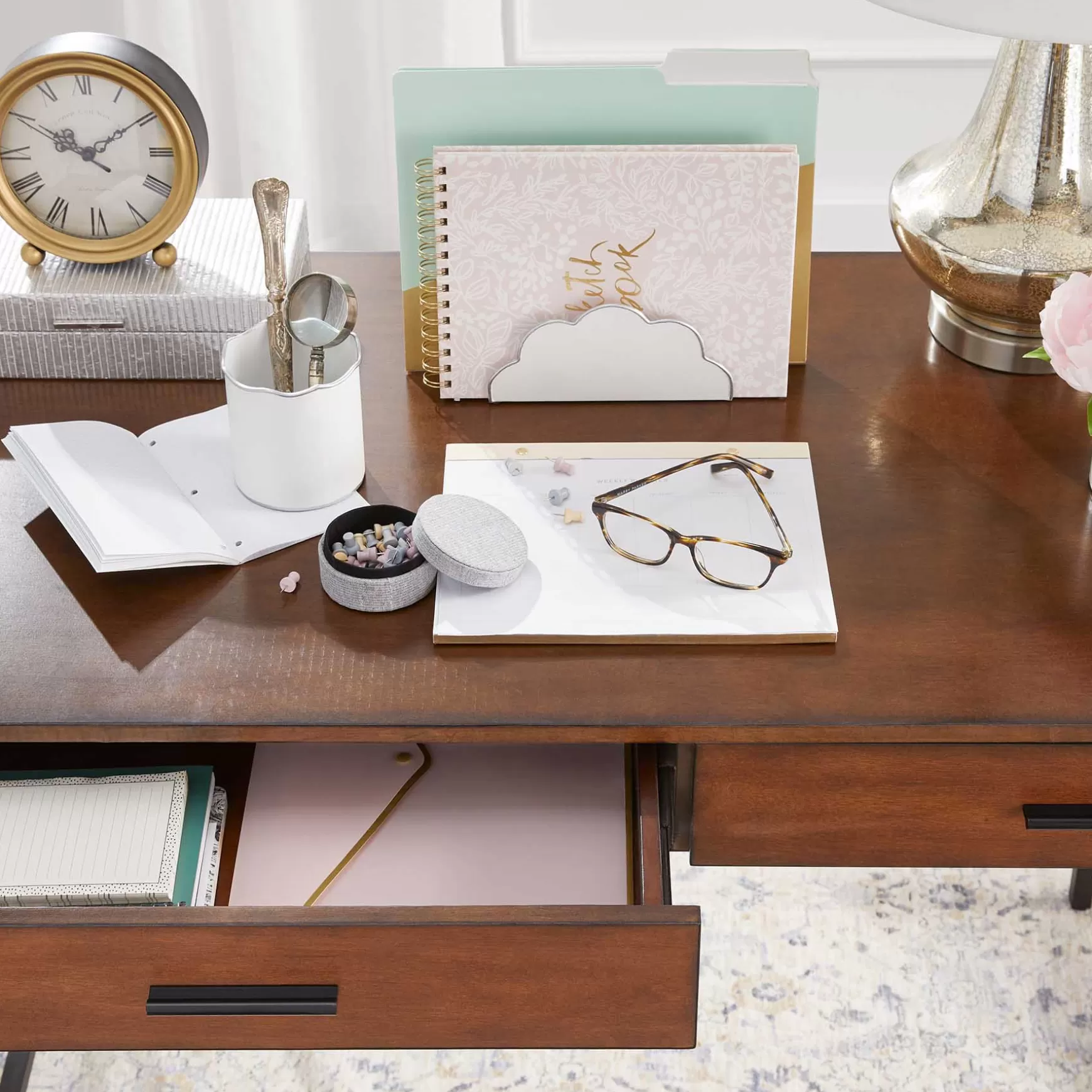 * Parkview Metal & Wood Writing Desk With Storage, 48 Less Expensive Flash Sale