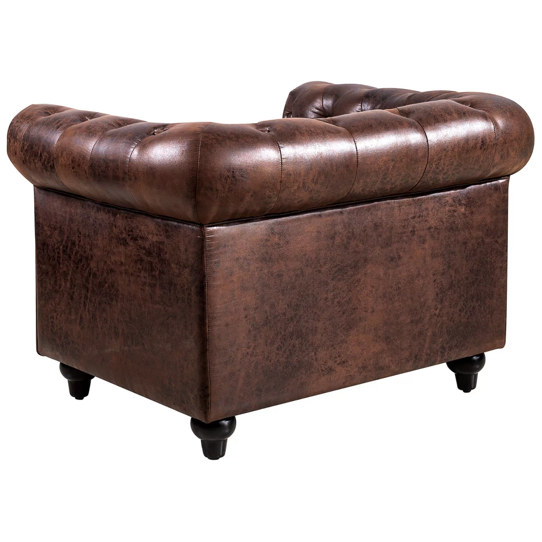 * Providence Chesterfield Tufted Brown Faux Leather Rolled Arm Chair Online Discount Outlet