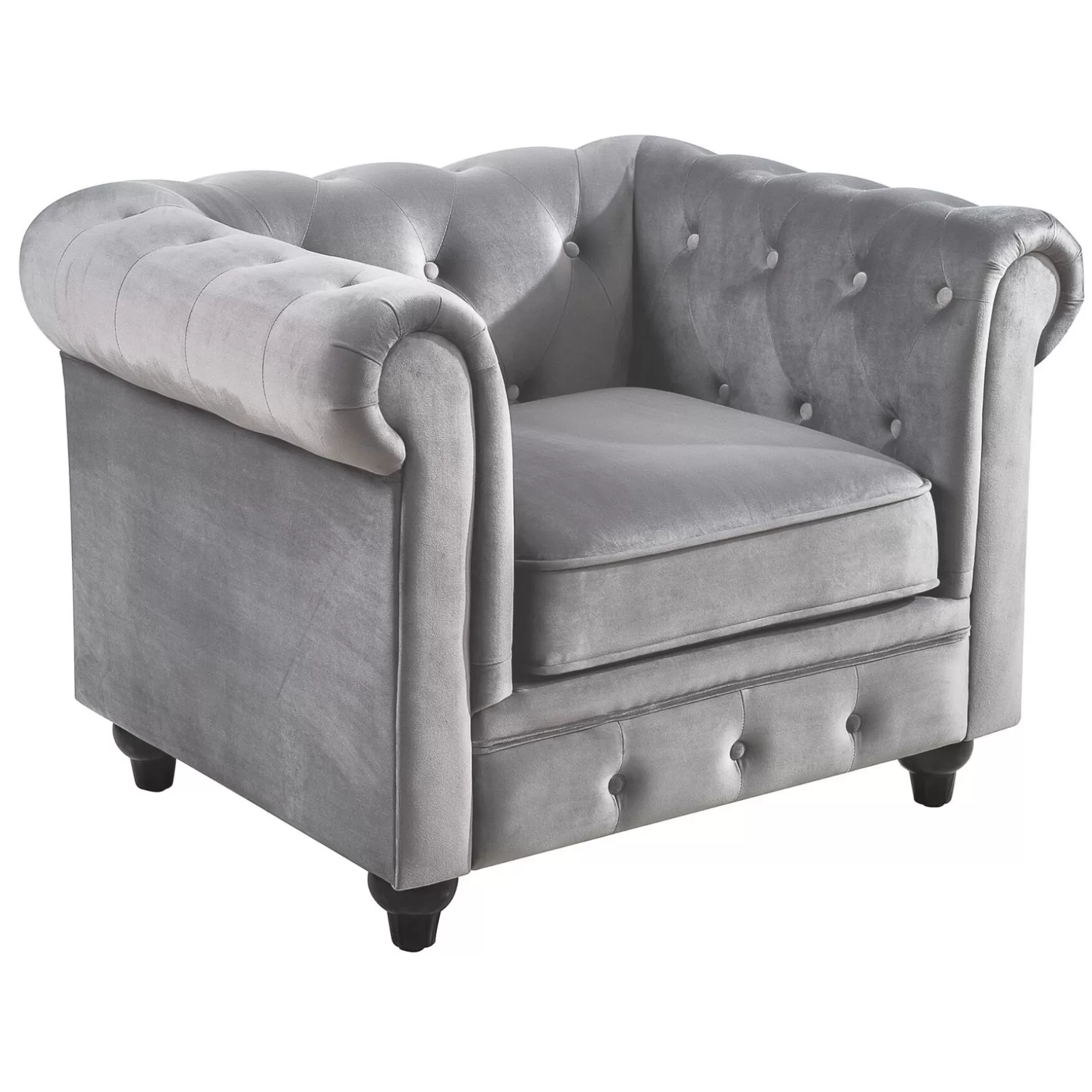 * Providence Chesterfield Tufted Grey Velvet Rolled Arm Chair Discount Online Best