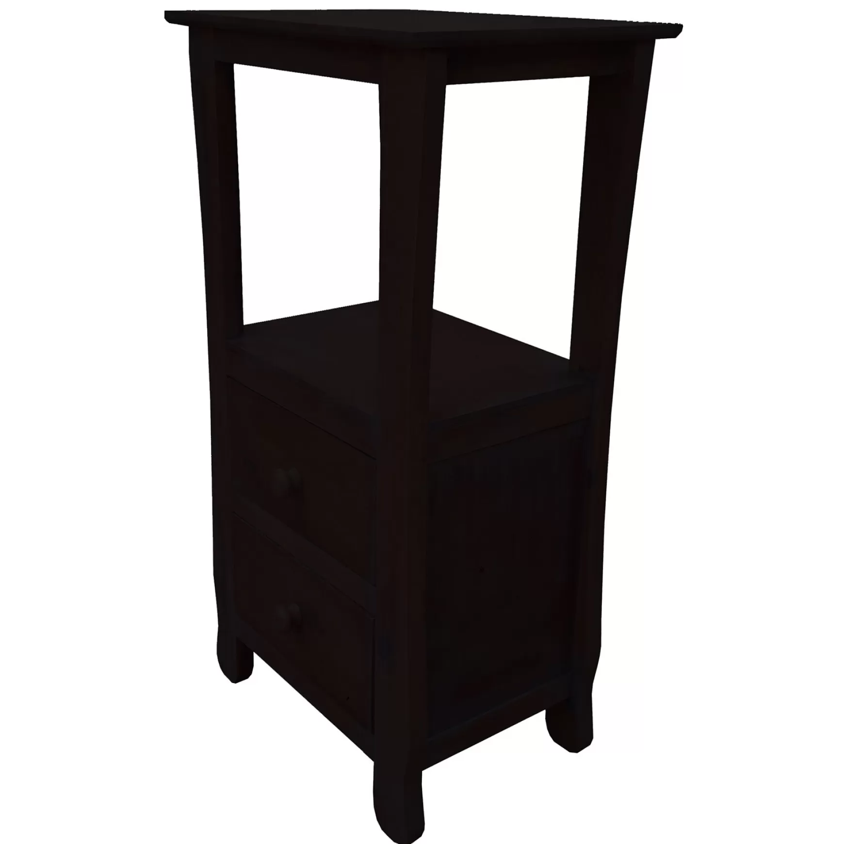 * Theodore Dark Brown 2-Drawer Thick Leg Accent Table, 29.5 Less Expensive New